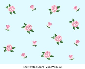 seamless pattern with roses flower in blue background