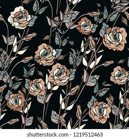 Seamless pattern with roses flowers