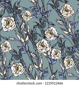 Seamless pattern with roses flowers