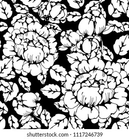 Seamless pattern with roses, Flowers, leaves. Floral background. Fabric design