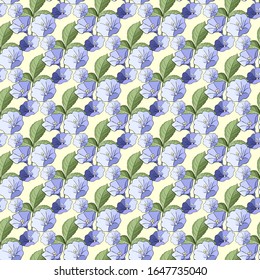 Seamless pattern with roses. Flowers, leaves on yellow background. Abstract colorful pattern  in floral style. Idea for material, scarf, fabric, textile, wallpaper, wrapping paper. Vector