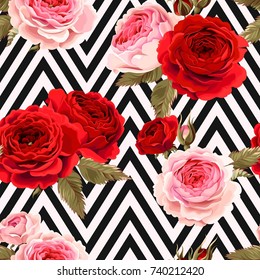 Seamless pattern with roses ground