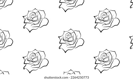 Nahtloses Muster mit Rosen. handgezeichnet