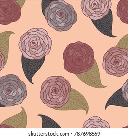 
Seamless pattern with roses with a leaf vector illustration