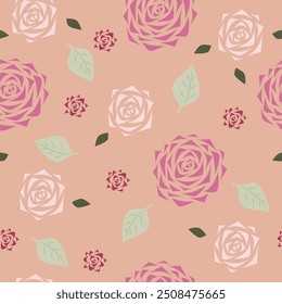 Patrón sin fisuras con rosas y hojas para el fondo