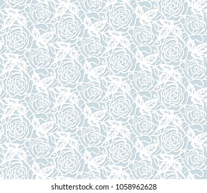 Seamless pattern with roses and leaves. Suitable for cutting.