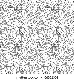 Seamless pattern of roses. Line drawing.