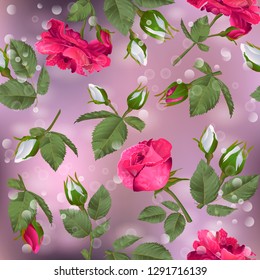 Seamless pattern with roses. Modern floral pattern for packaging, textile, wallpaper, print, gift wrap, scrapbooking, decoupage, greeting or wedding background.