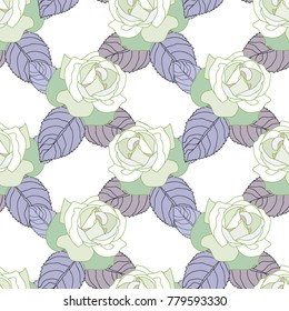 Seamless pattern  roses  on a colored background. Vector illustration of flowers.