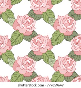 Seamless pattern  roses  on a colored background. Vector illustration of flowers.