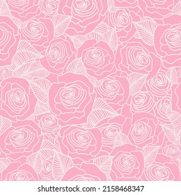 seamless pattern with roses on pink background