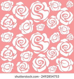 Patrón sin costuras con rosas sobre un fondo rosa. Ilustración vectorial.