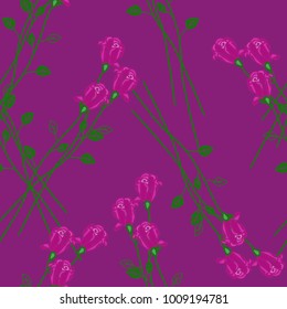 Seamless pattern of roses on a red background