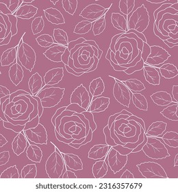 Patrón sin soldadura con rosas, contorno