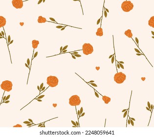Seamless pattern of roses. Rose flower pattern. Concept of valentine's day, romance, love. 