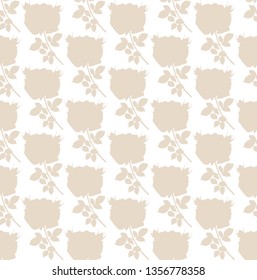 Seamless pattern roses silhouette on white background. Vector illustration.