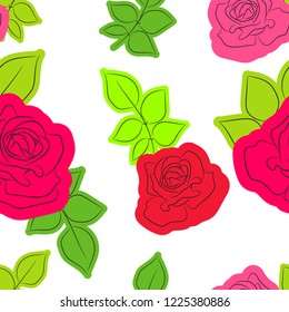 Seamless pattern with roses silhouette.  Vector pattern for cushion and pillow, bandanna, kerchief or shawl fabric print. Floral texture for clothes and bedclothes, mobile phone cases and covers