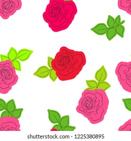 Seamless pattern with roses silhouette.  Vector pattern for cushion and pillow, bandanna, kerchief or shawl fabric print. Floral texture for clothes and bedclothes, mobile phone cases and covers
