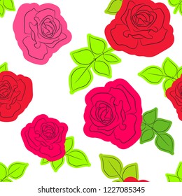 Seamless pattern with roses silhouette.  Vector pattern for cushion and pillow, bandanna, kerchief or shawl fabric print. Floral texture for clothes and bedclothes, mobile phone cases and covers