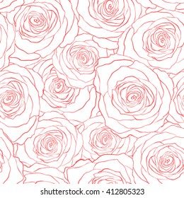 Seamless pattern roses, vector floral illustration. Nature background