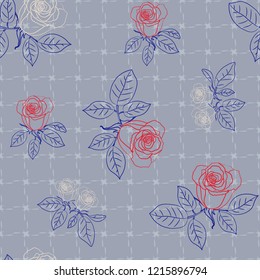 Seamless pattern with roses. Vector illustration