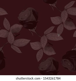 Seamless pattern with roses, vector illustration.