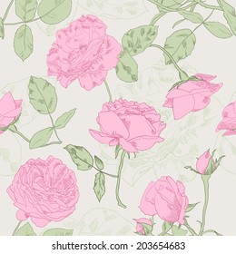 Seamless pattern with roses. Vector illustration. 