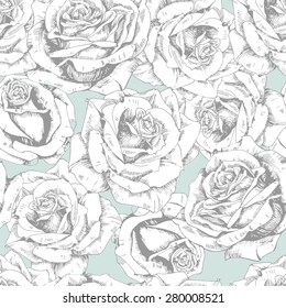 Seamless  pattern  with roses. Vector illustration