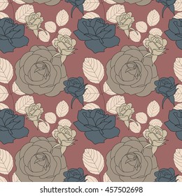 Seamless pattern with roses, vector illustration