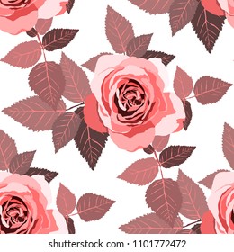 Seamless pattern with roses. Vintage floral background. Vector illustration
