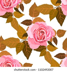 Seamless pattern with roses. Vintage floral background. Vector illustration
