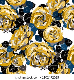 Seamless pattern with roses. Vintage floral background. Vector illustration
