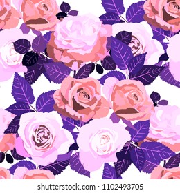 Seamless pattern with roses. Vintage floral background. Vector illustration
