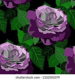 Seamless pattern with roses. Vintage floral background. Vector illustration
