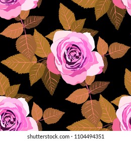 Seamless pattern with roses. Vintage floral background. Vector illustration
