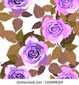 Seamless pattern with roses. Vintage floral background. Vector illustration
