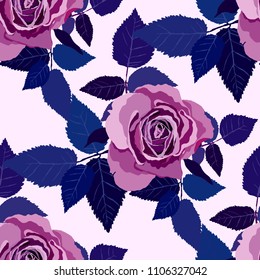 Seamless pattern with roses. Vintage floral background. Vector illustration
