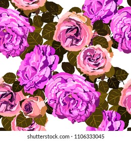 Seamless pattern with roses. Vintage floral background. Vector illustration
