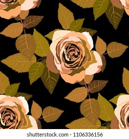 Seamless pattern with roses. Vintage floral background. Vector illustration
