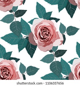 Seamless pattern with roses. Vintage floral background. Vector illustration
