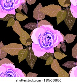 Seamless pattern with roses. Vintage floral background. Vector illustration
