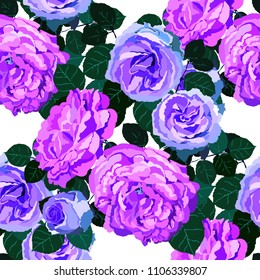 Seamless pattern with roses. Vintage floral background. Vector illustration
