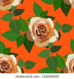 Seamless pattern with roses. Vintage floral background. Vector illustration
