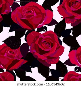 Seamless pattern with roses. Vintage floral background. Vector illustration
