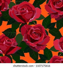 Seamless pattern with roses. Vintage floral background. Vector illustration
