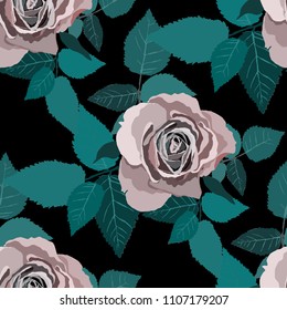 Seamless pattern with roses. Vintage floral background. Vector illustration
