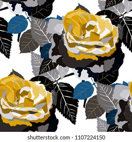Seamless pattern with roses. Vintage floral background. Vector illustration
