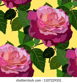 Seamless pattern with roses. Vintage floral background. Vector illustration
