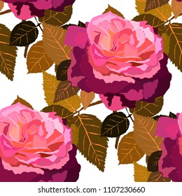 Seamless pattern with roses. Vintage floral background. Vector illustration
