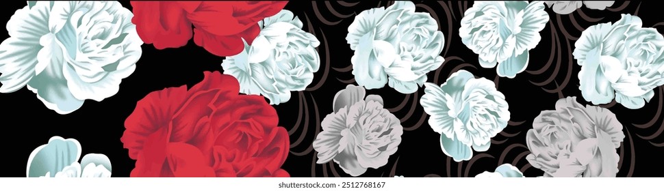 Seamless pattern with roses. Vintage floral background. Vector illustration